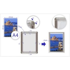 A/4 pattintós, alumínium plakátkeret